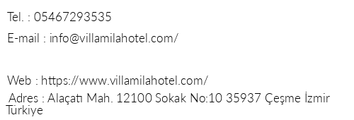 Villa Mila Alaat telefon numaralar, faks, e-mail, posta adresi ve iletiim bilgileri